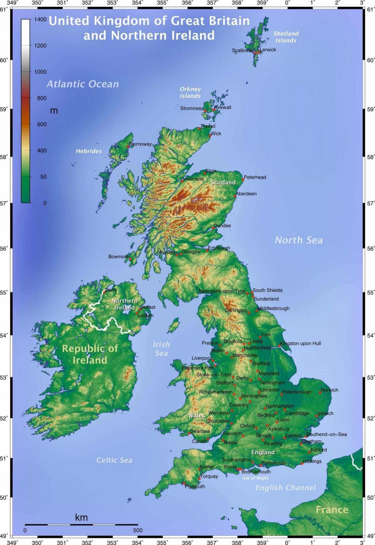 un mapa de gran Bretaña