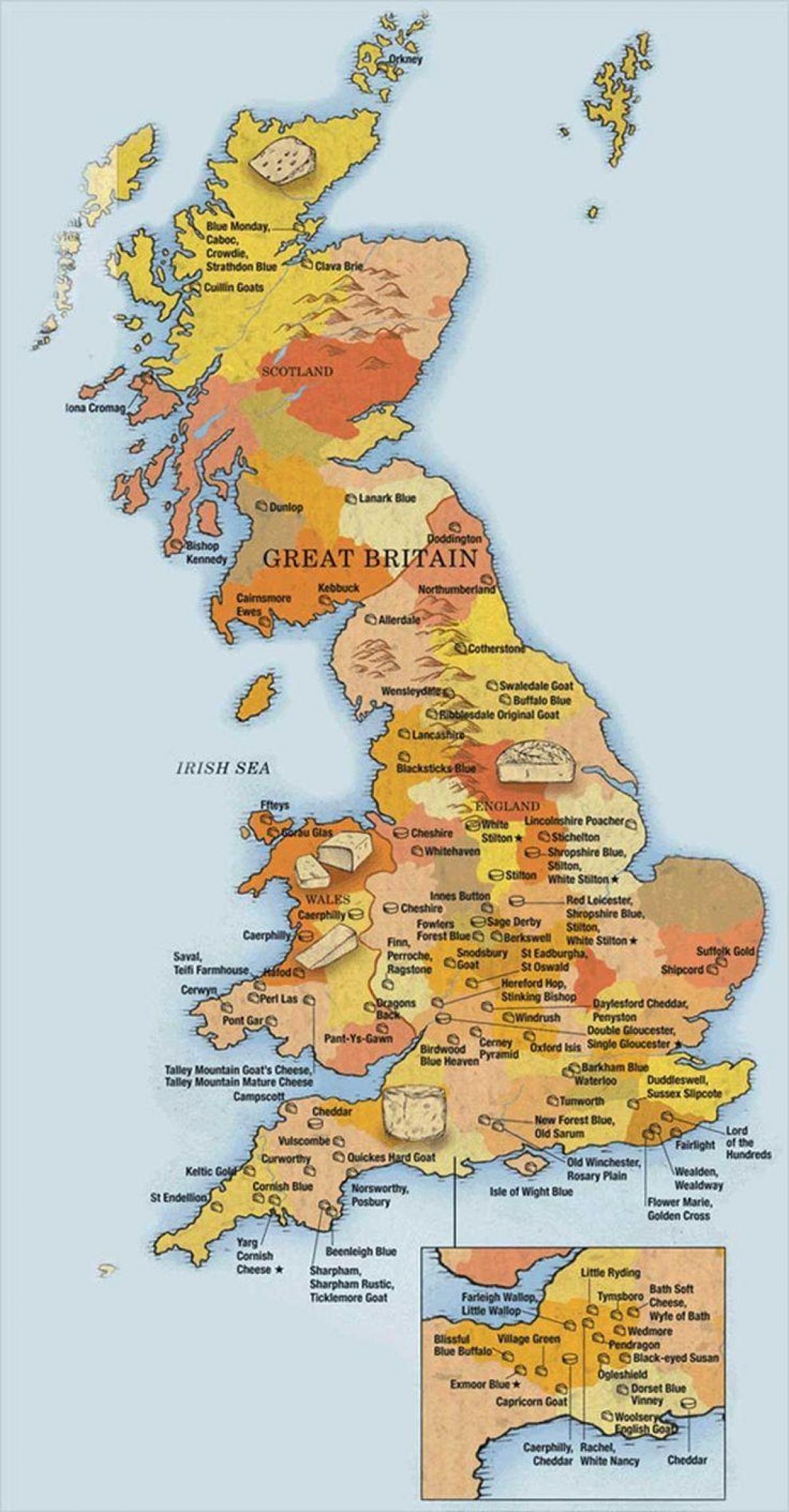 me amosar un mapa da gran Bretaña